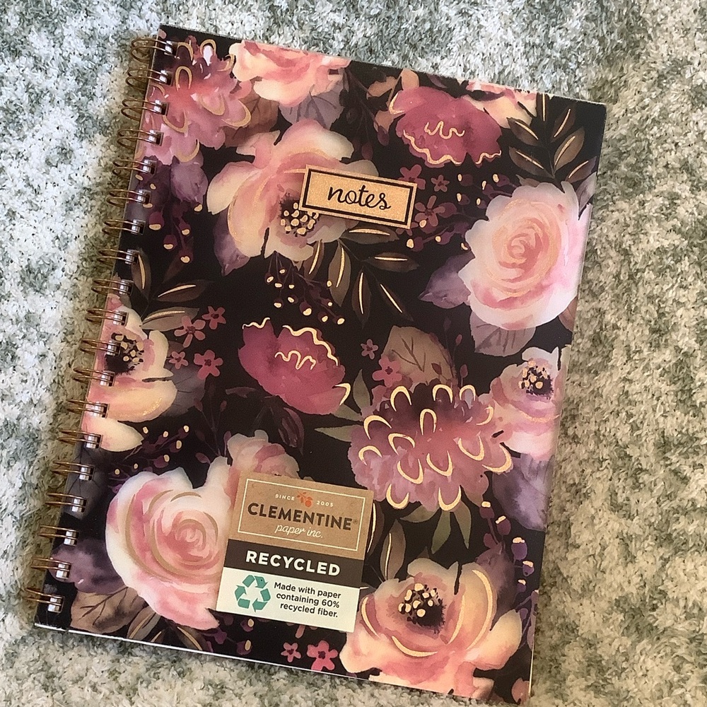 Clementine Copper Accent Floral Spiral Notebook Journal Lined NWT 80 pg